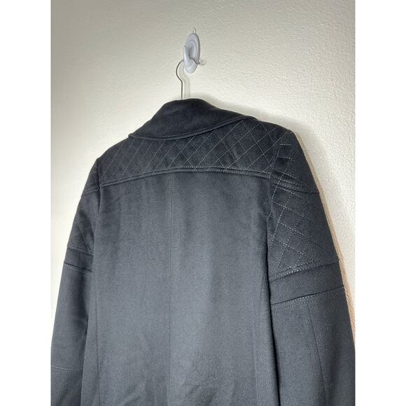 Gucci Black Wool Cashmere Sueded Gold Zip Long Line Trench Coat Jacket 44 - Picture 8 of 16